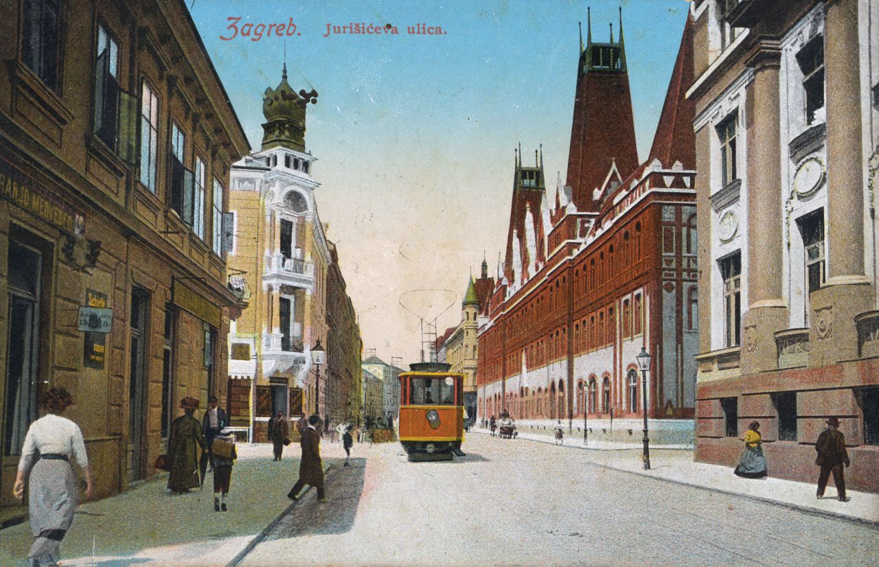 Jurišićeva ulica, oko 1915. godine, kolorirana razglednica